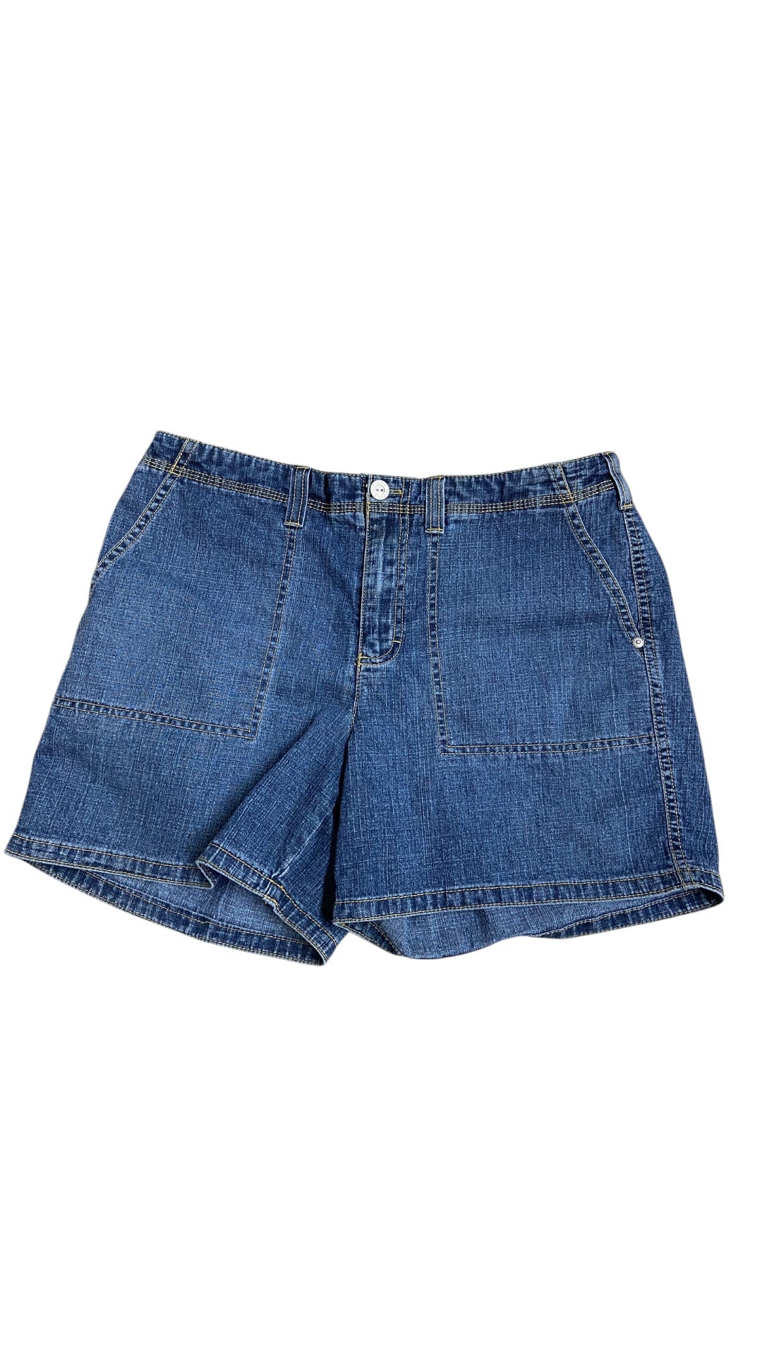 Y2K Blue Denim Square Pocket Wmns Shorts Sz 32