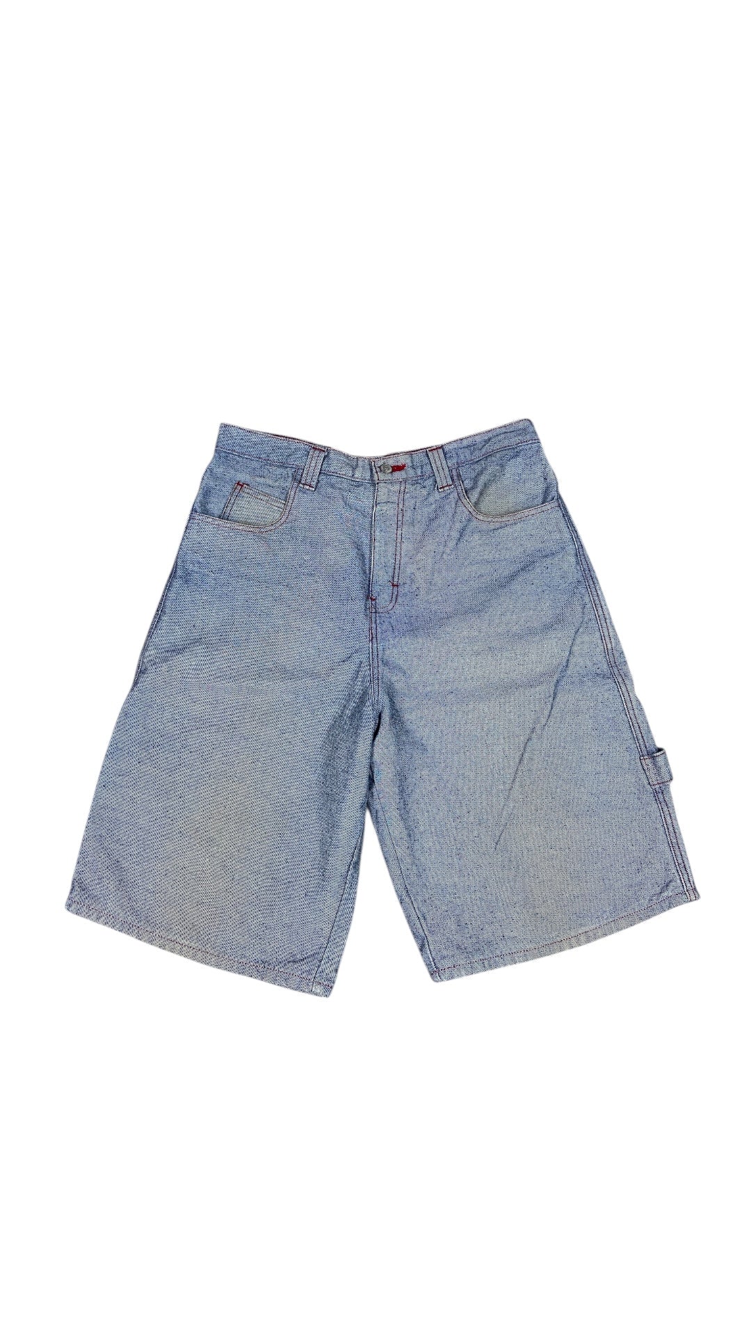 Y2K Red Contrast Stitch Denim Shorts Sz 38