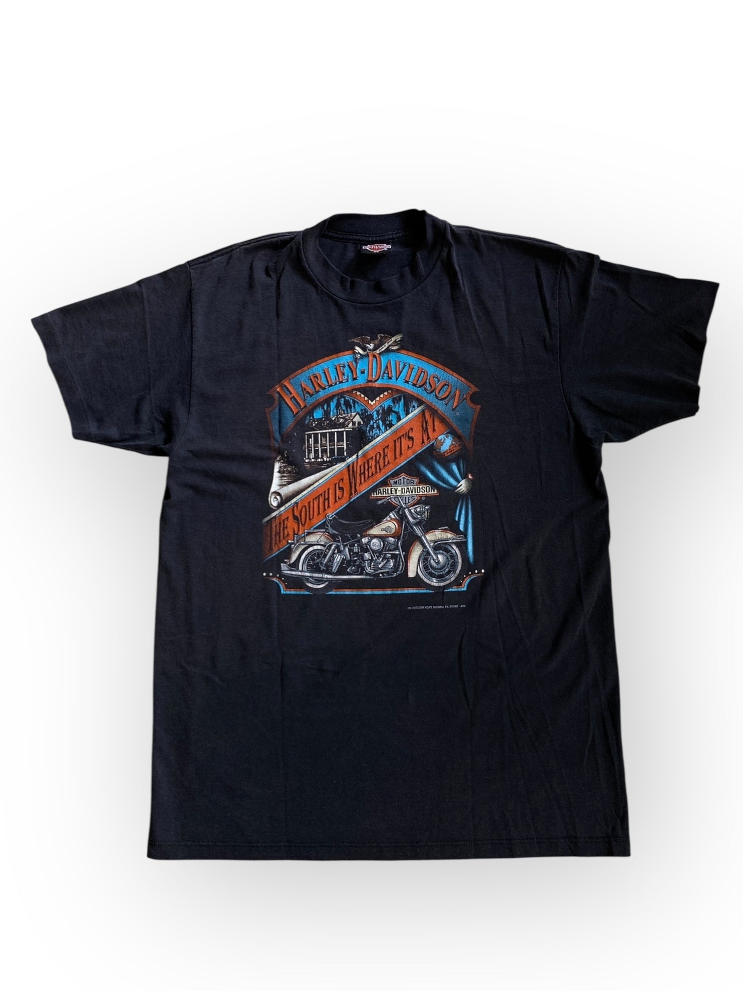 VTG Harley Davidson 3D Emblem The South Is Where It's At Tee Sz L