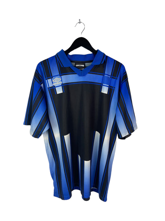 VTG Umbro Blue Striped Collared Soccer Jersey Sz XL