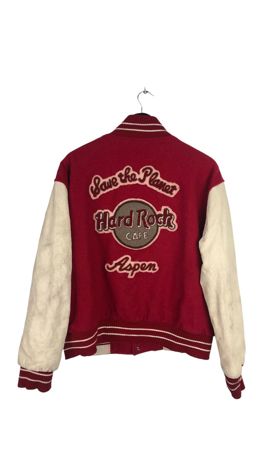 VTG Hard Rock Cafe Save The Planet Aspen Varsity Jacket Sz L