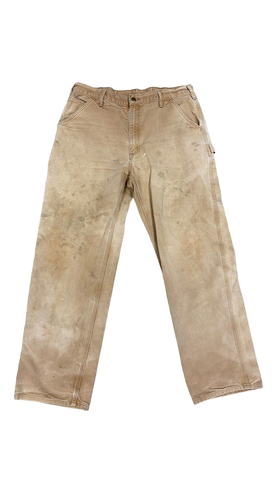 VTG Carhartt Light Khaki Carpenter Pants Sz 38x34