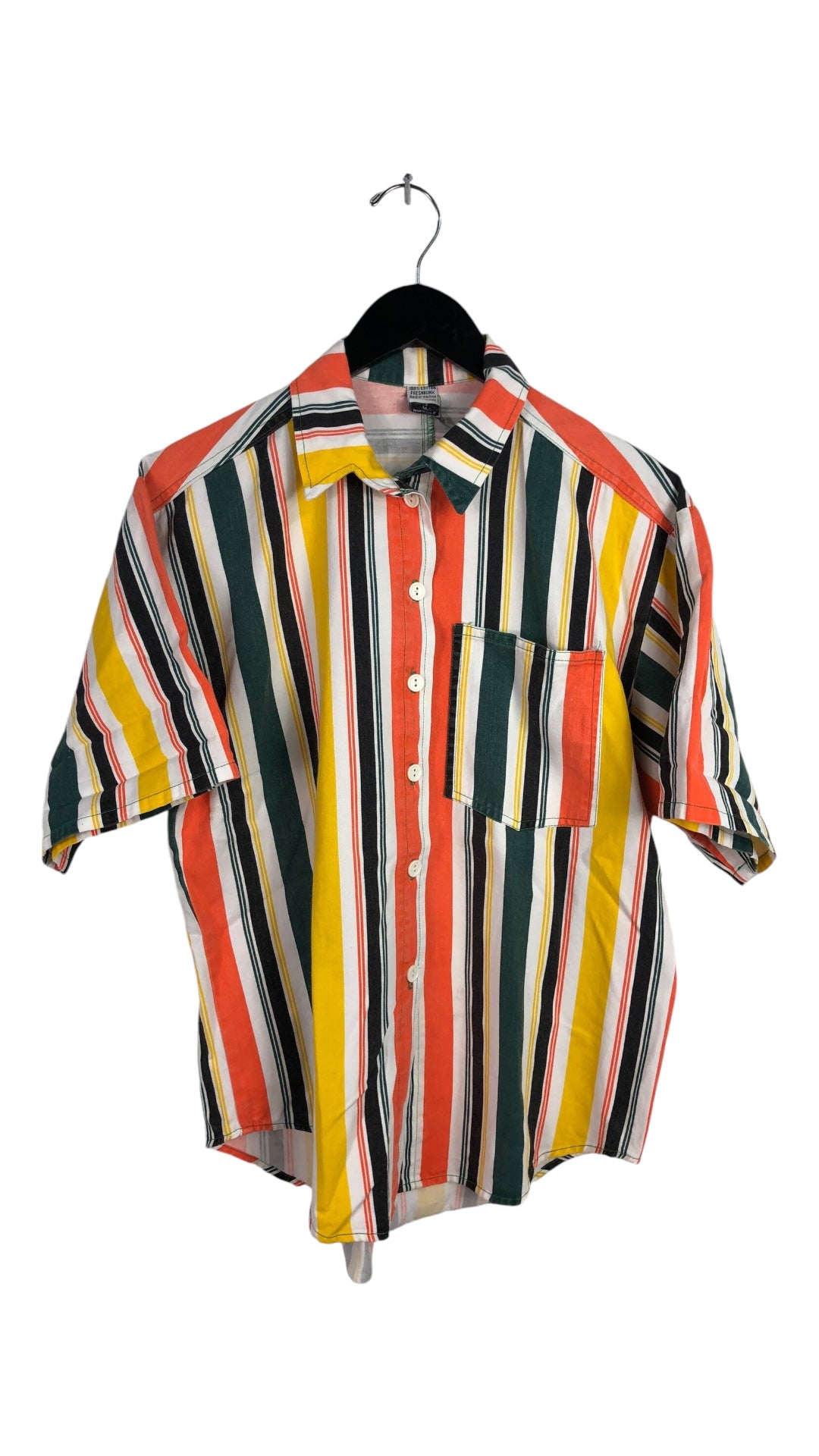 VTG Cross Colors Multi Stripe S/S Button Up Shirt Sz M