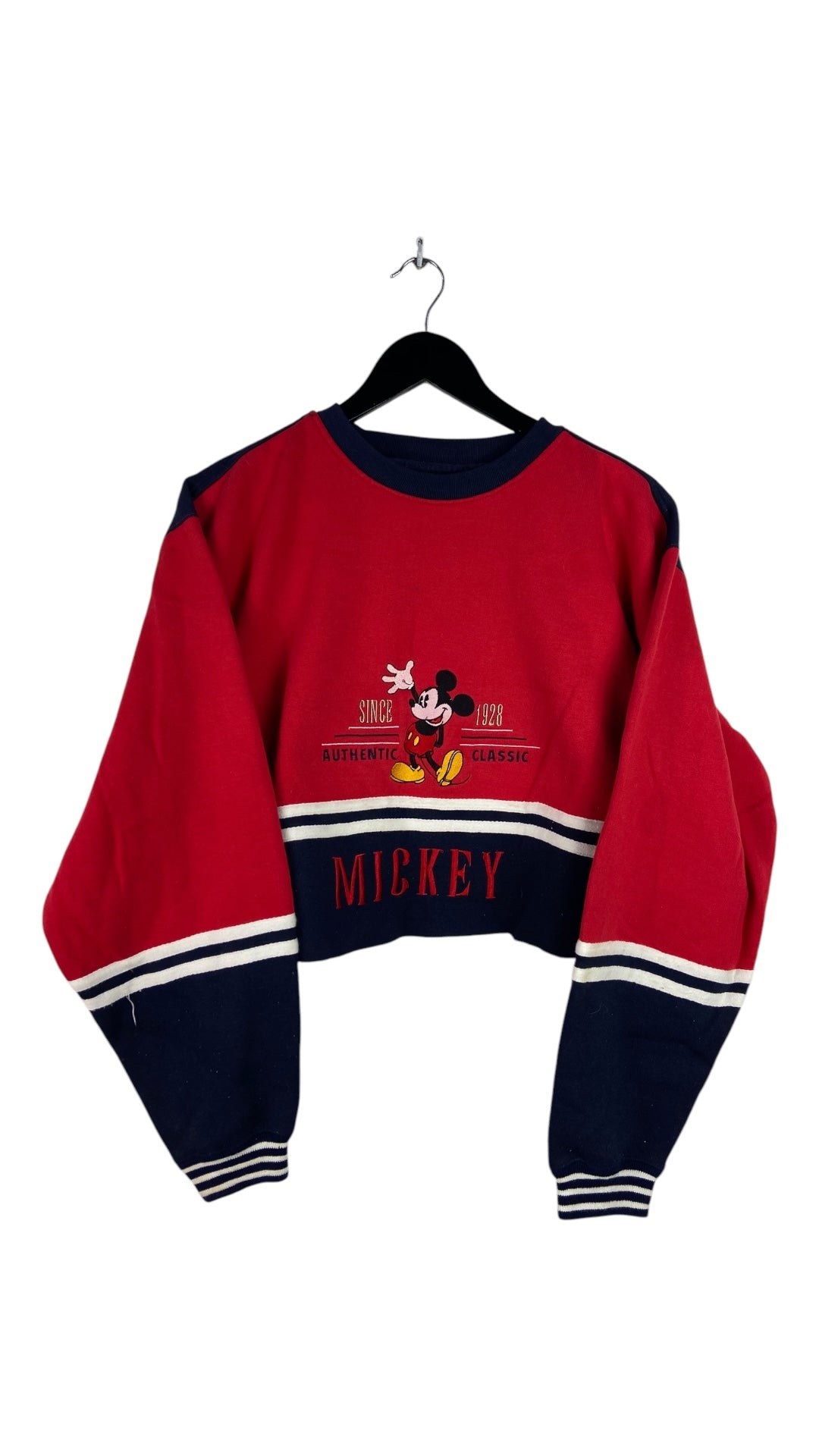 VTG Mickey Mouse Navy/Red Cropped Sweatshirt Sz Women’s M/L