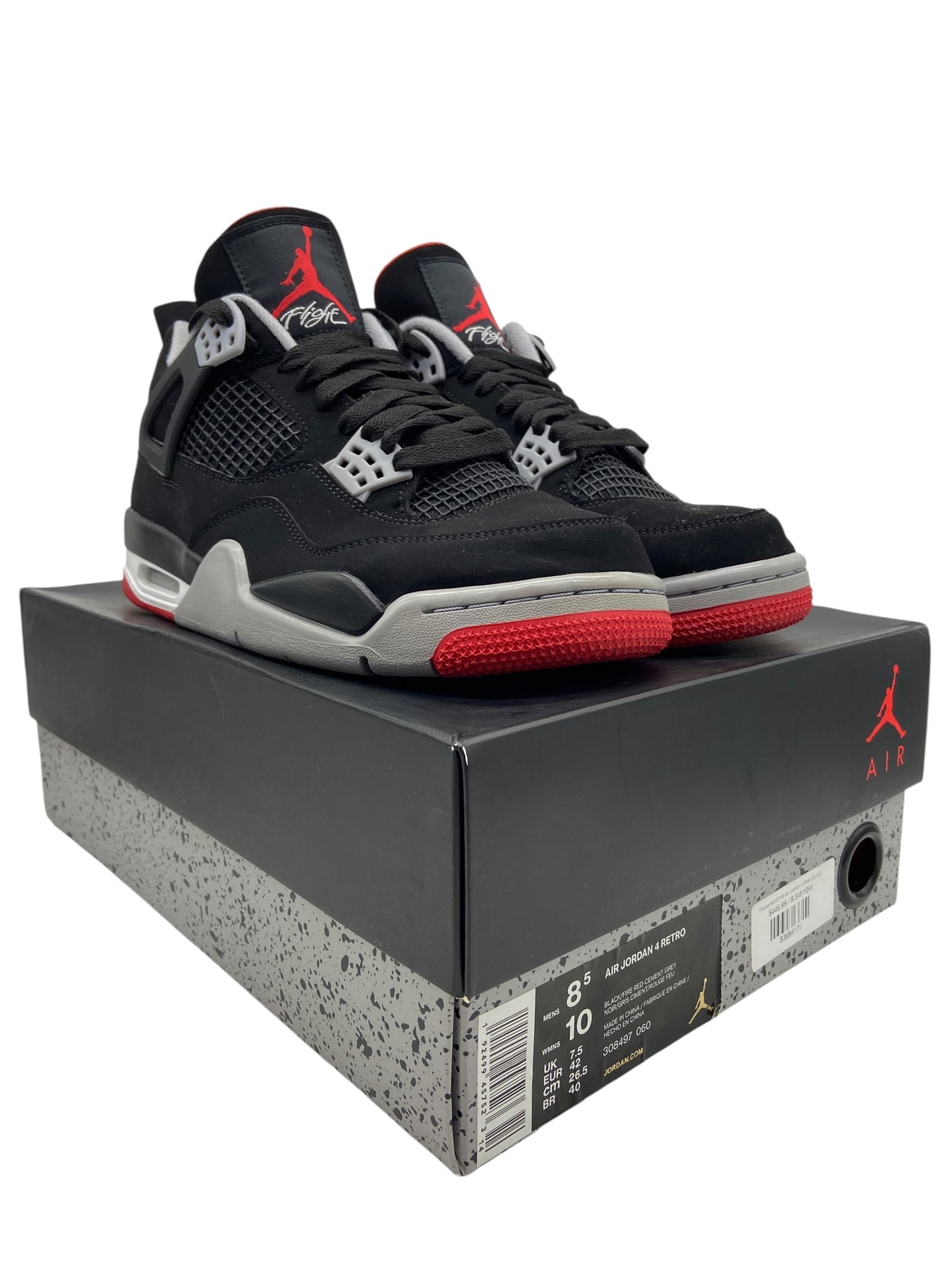 Preowned 2019 Air Jordan 4 Bred Sz 8.5M/10W