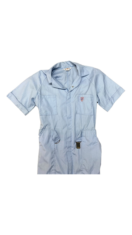 VTG Tom Cat Baby Blue Mechanic's Coveralls Sz M