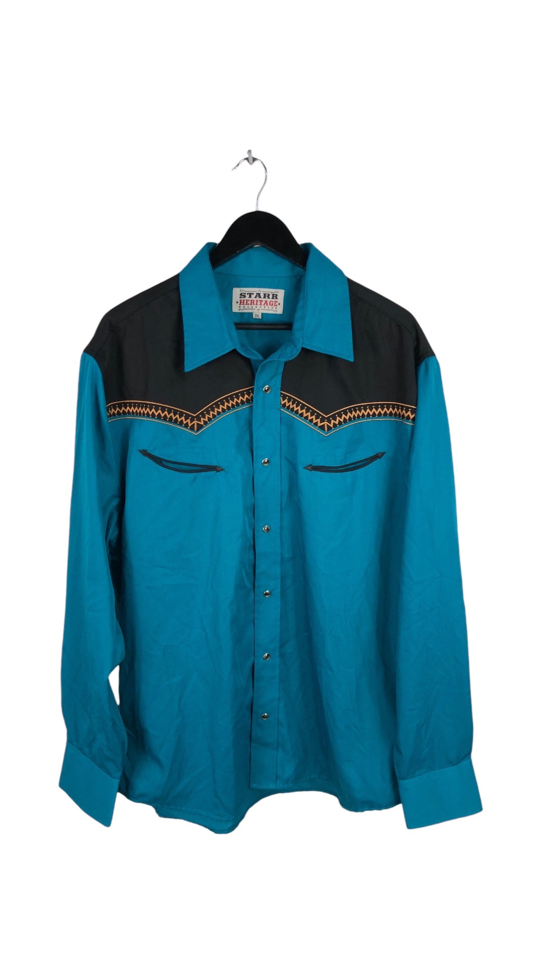 VTG Turquoise Western Pearlsnap Shirt Sz XXL