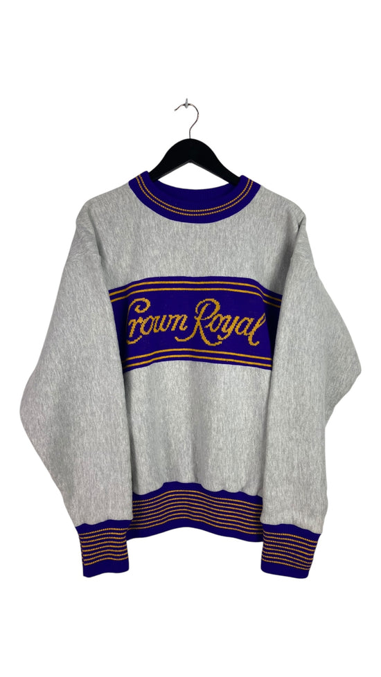 VTG Crown Royale Logo Heather Grey Crewneck Sz L