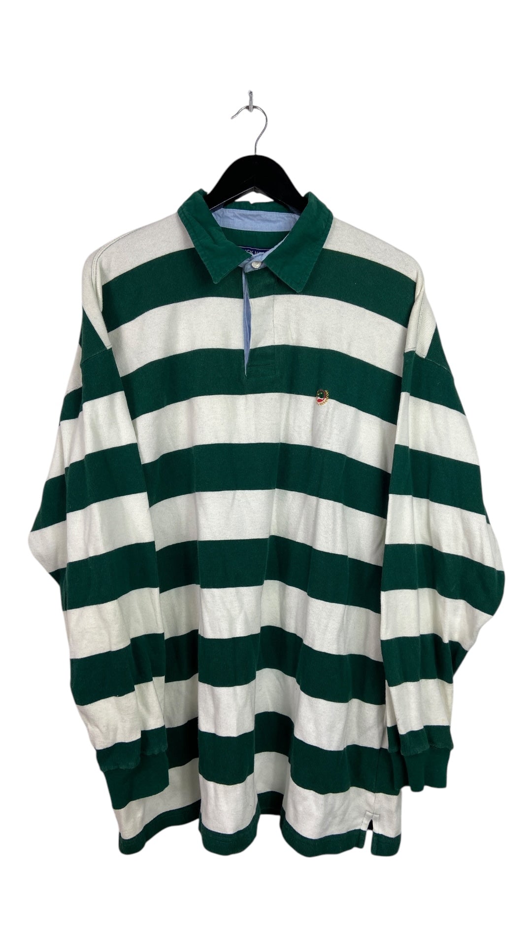 VTG Duck Head Green/Cream Polo LS Shirt Sz XL/2XL