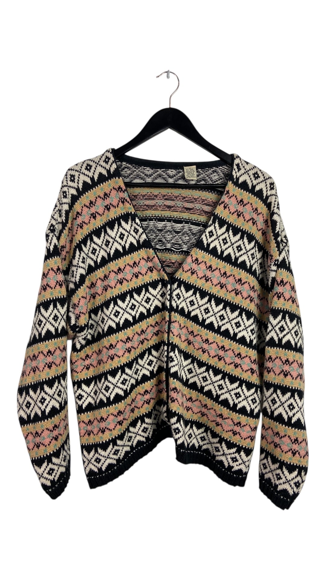 VTG Multicolor Woven Cardigan Sz Wmns M