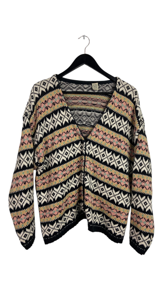VTG Multicolor Woven Cardigan Sz Wmns M