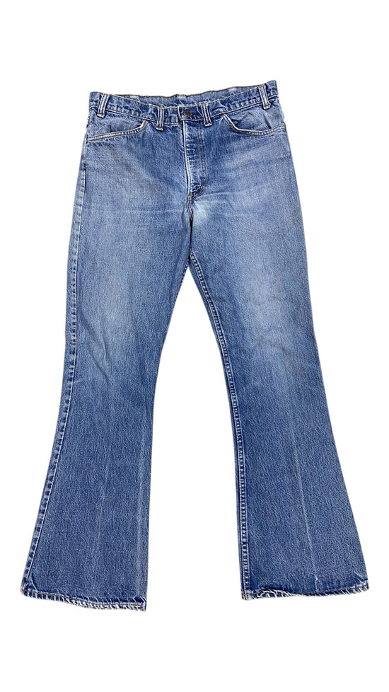 VTG Levis 80s Orange Tab Flare Blue Denim Bell Bottom Jeans Sz 35x33