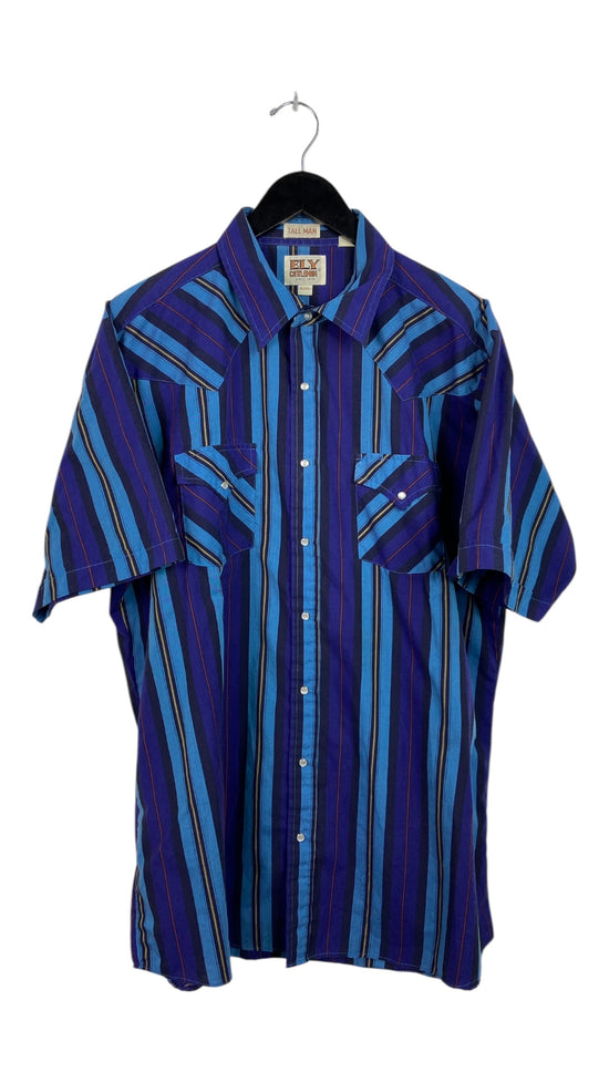 VTG Ely Cattleman Blue Stripe Shirt Sz XL/2XL