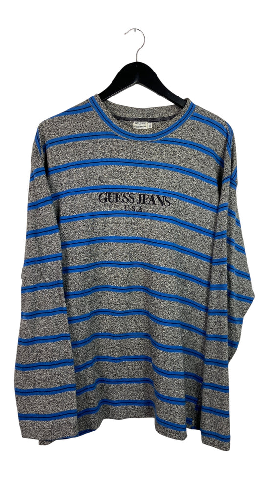 VTG Guess Jeans USA Blue/Gray LS Tee Sz XL