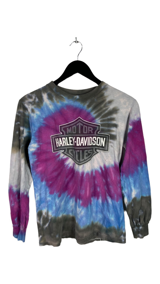 VTG Wmn's Harley Davidson Tie Dye Oak Lawn L/S Shirt Sz M