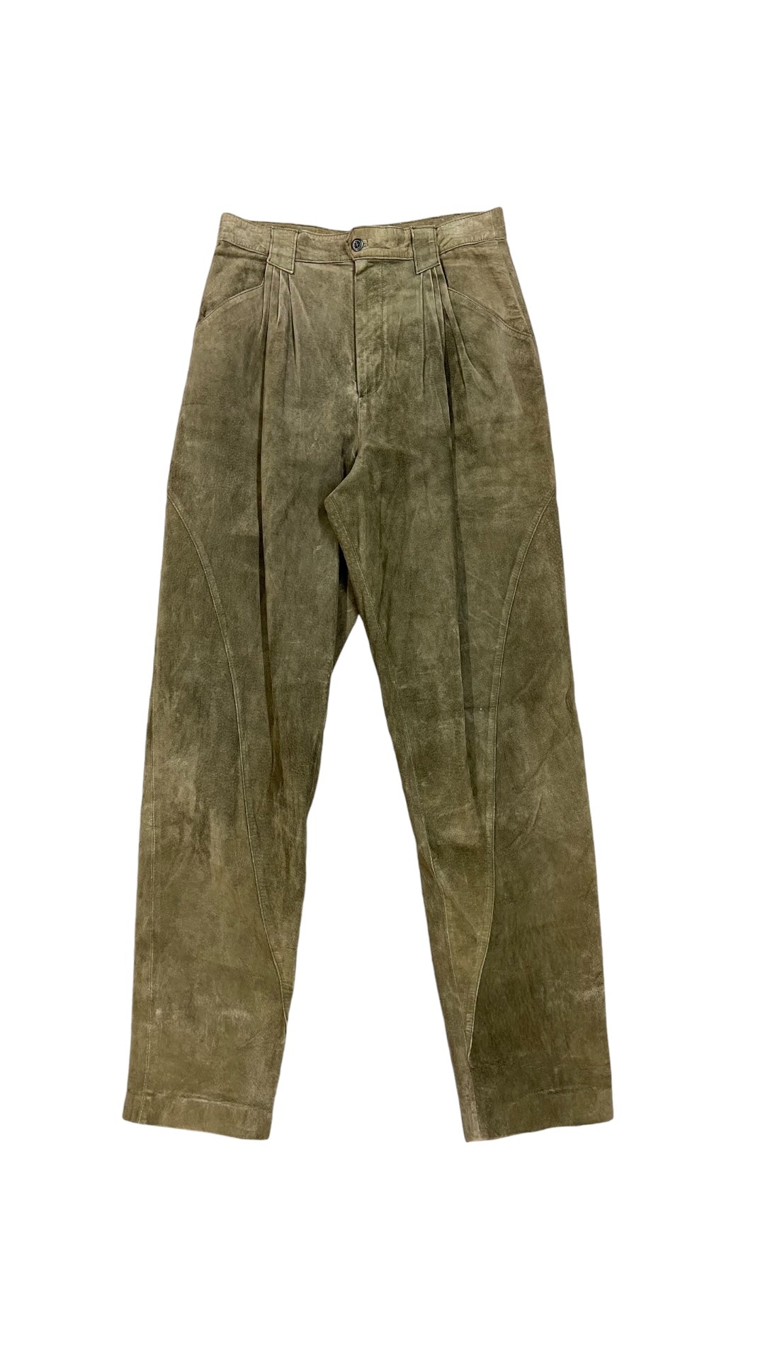 VTG Green Suede Leather Pants Sz 28x30