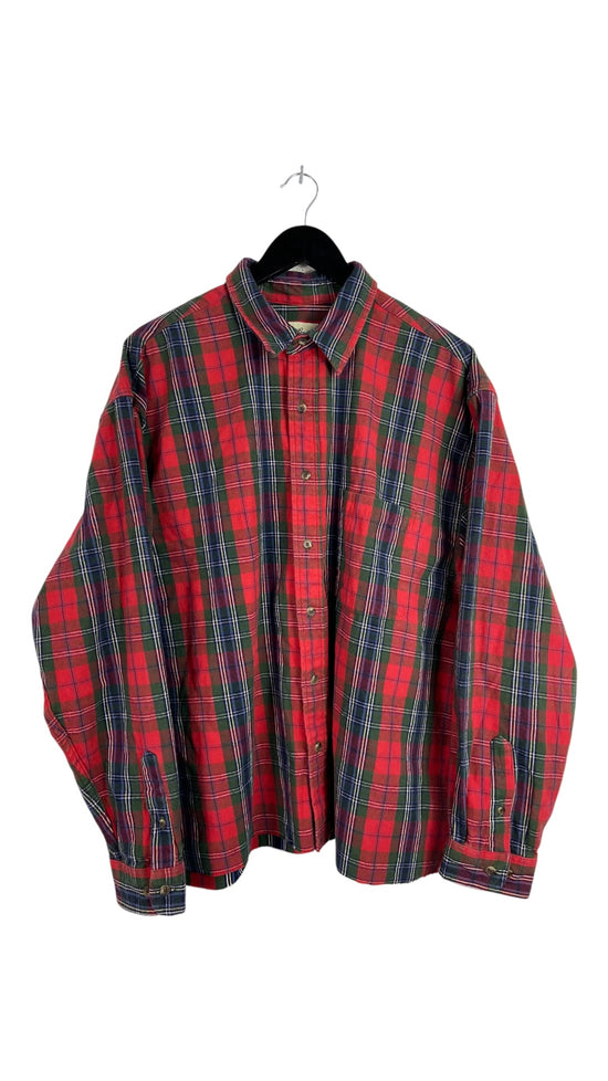 VTG Eddie Bauer Cropped Plaid Button Up Shirt Sz XXL