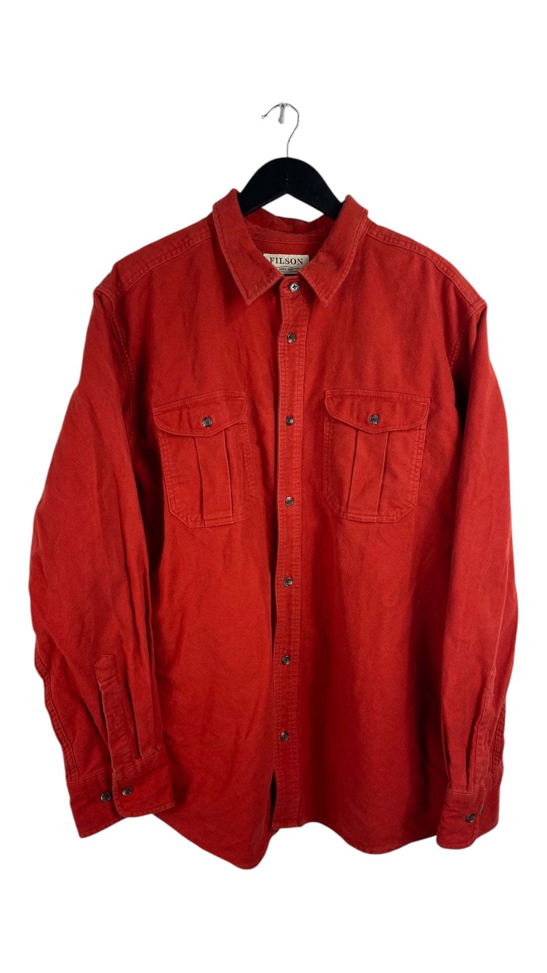 Y2K Filson Rust Orange Heavy Button Up Shirt Sz XXL