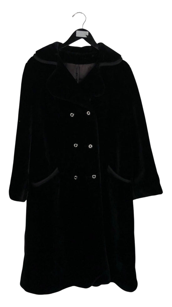 VTG Black Fur Trench Coat Sz M