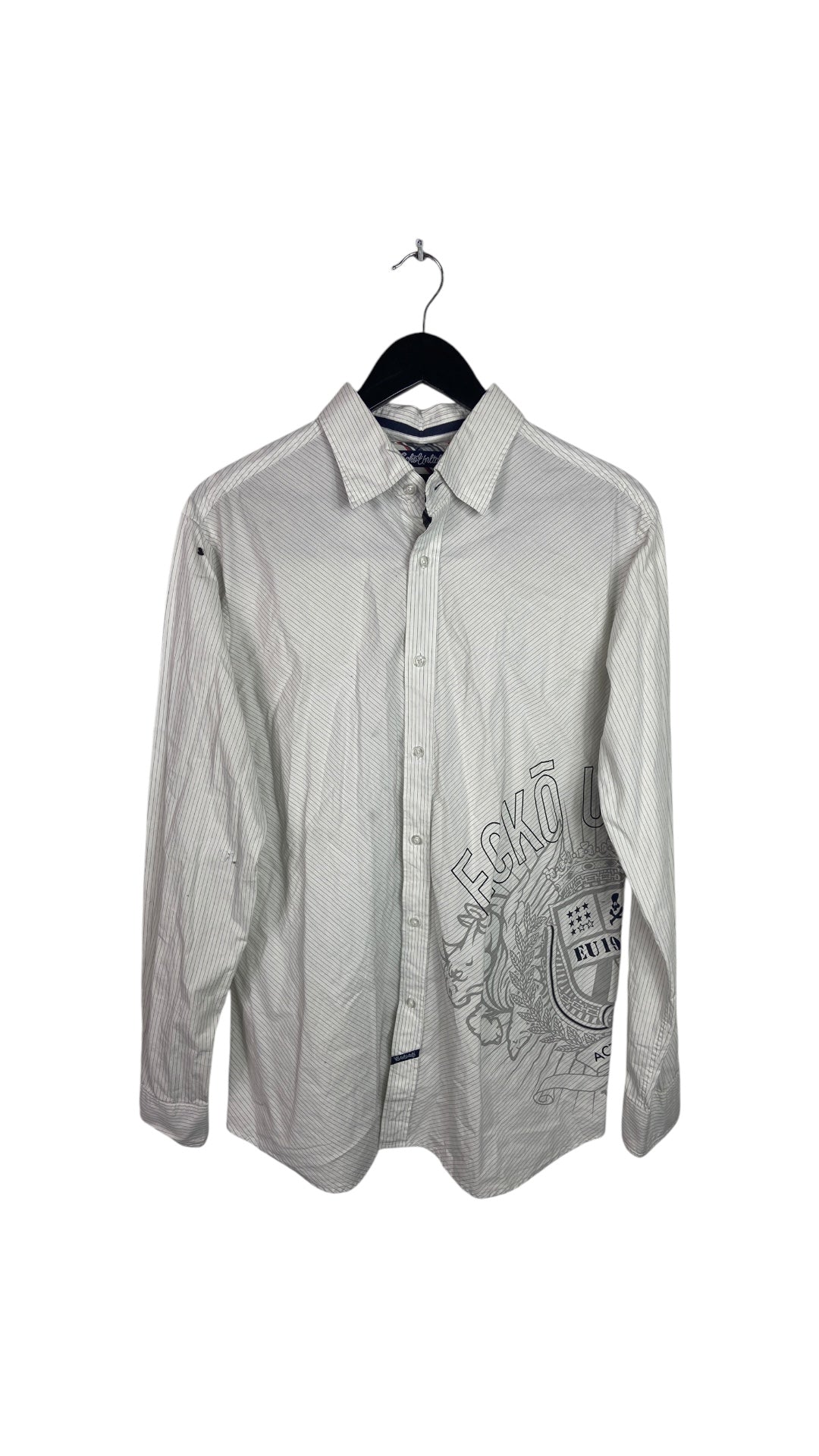 Y2K Ecko Unlted Striped L/S Button Up Shirt Sz L/XL