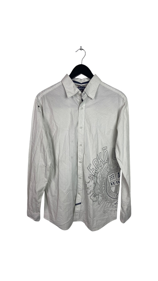 Y2K Ecko Unlted Striped L/S Button Up Shirt Sz L/XL