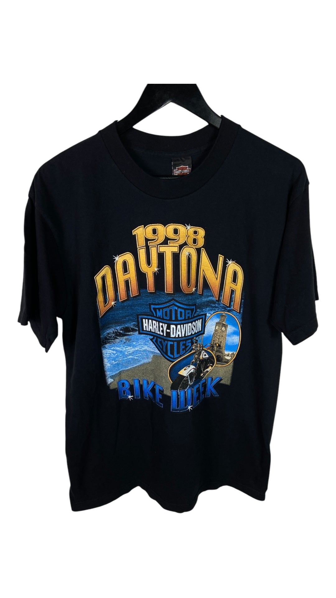 VTG 1998 Harley Davidson Daytona Clocktower Bike Week Tee Sz Large