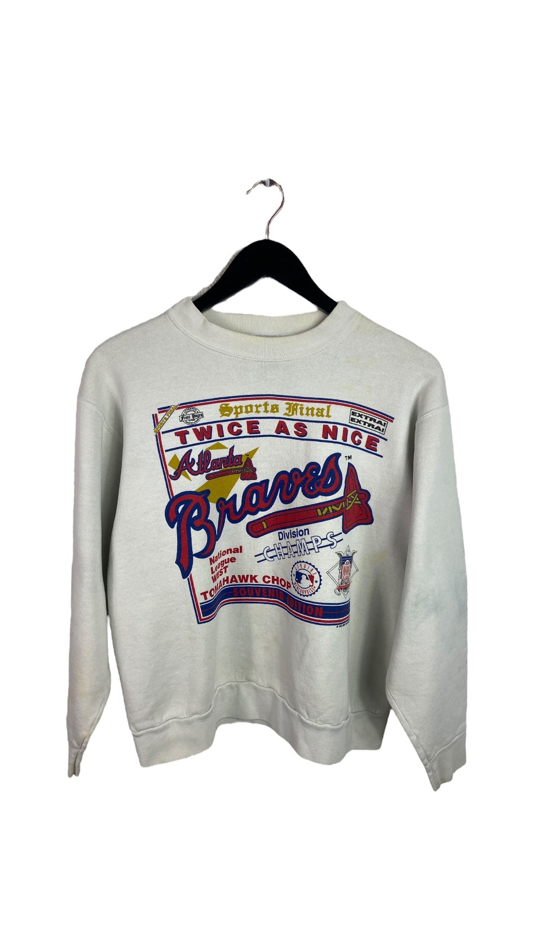 VTG Atlanta Braves Twice As Nice NL Champs Crewneck Sz S