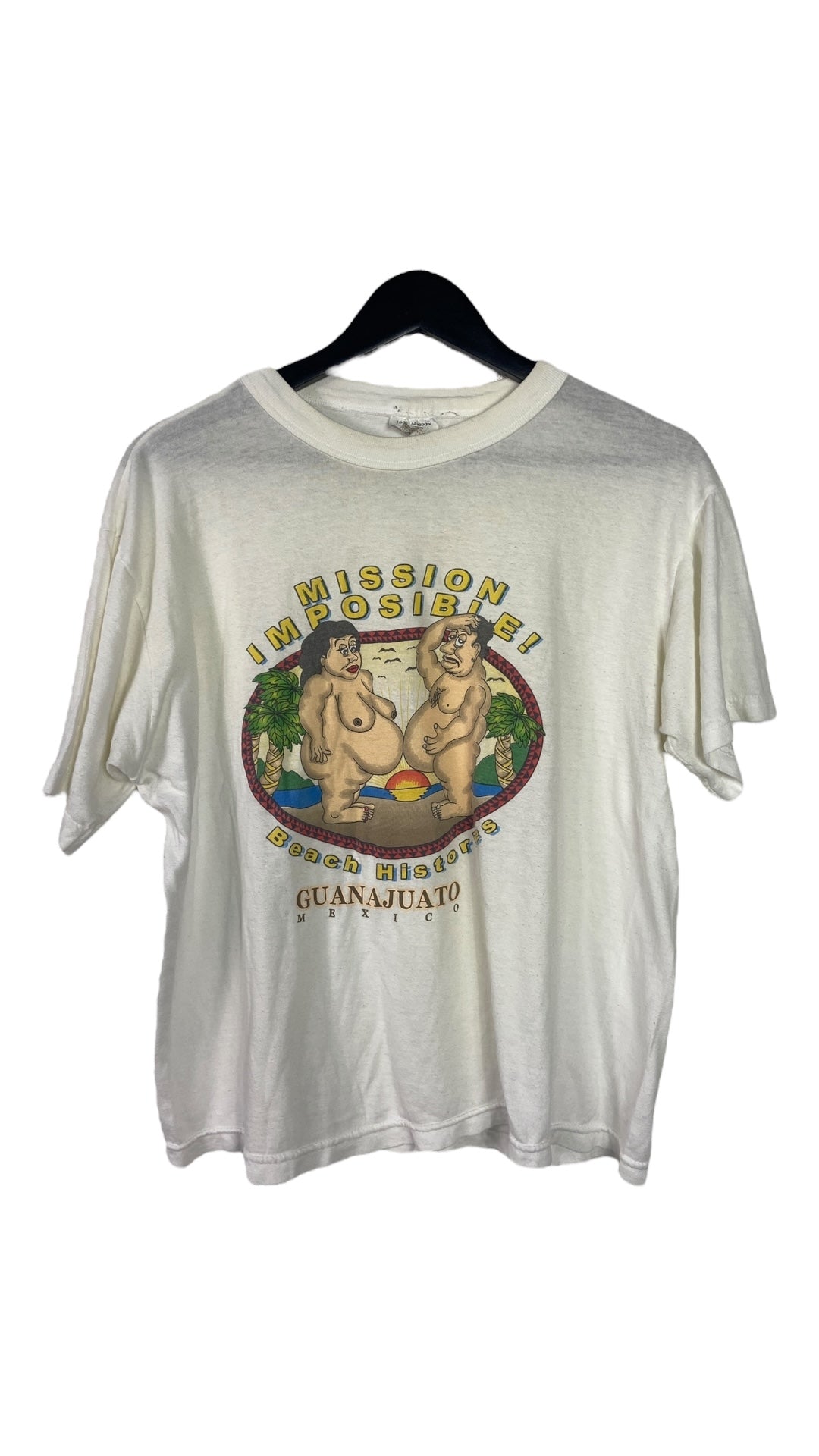 VTG Mission Impossible Beach Histories Mexico Naked Cropped Tee Sz M