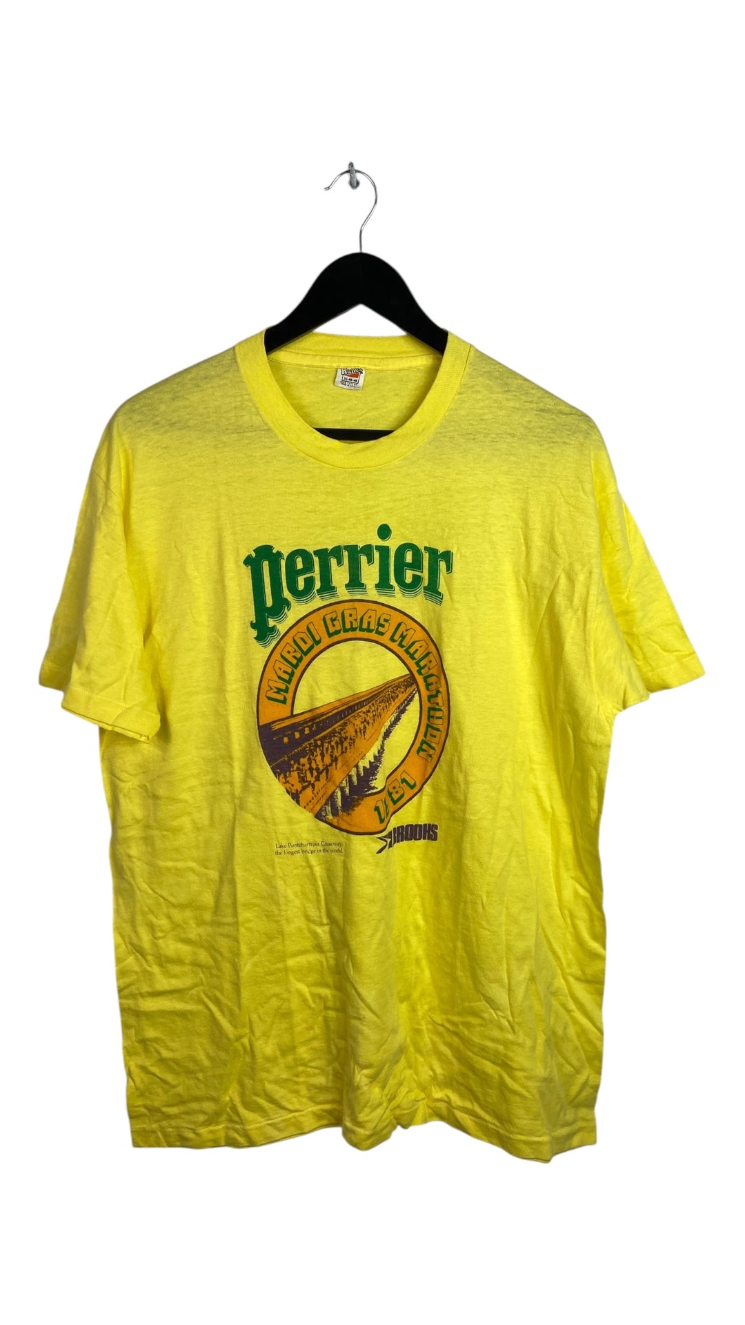 VTG 1981 Perrier Mardi Gras Marathon Tee Sz L