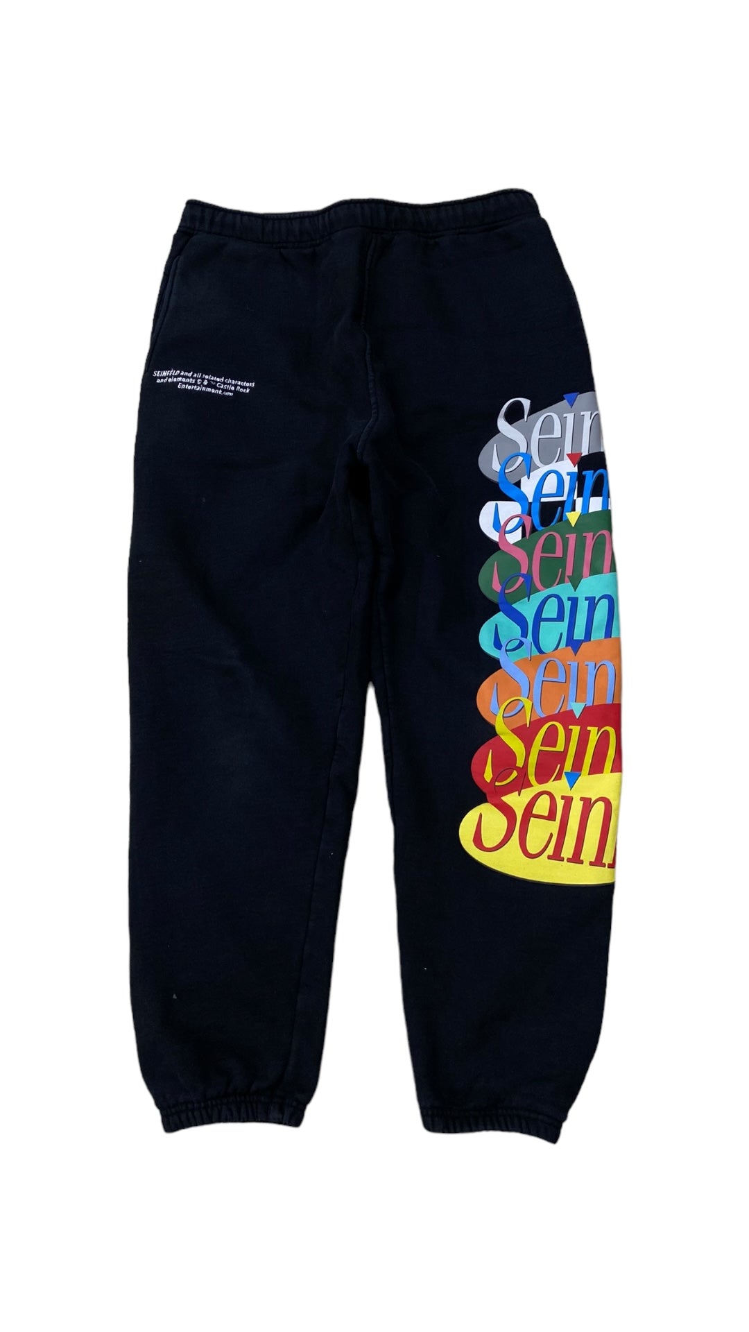 Dumbgood Seinfeld Spellout Black Sweatpants Sz L