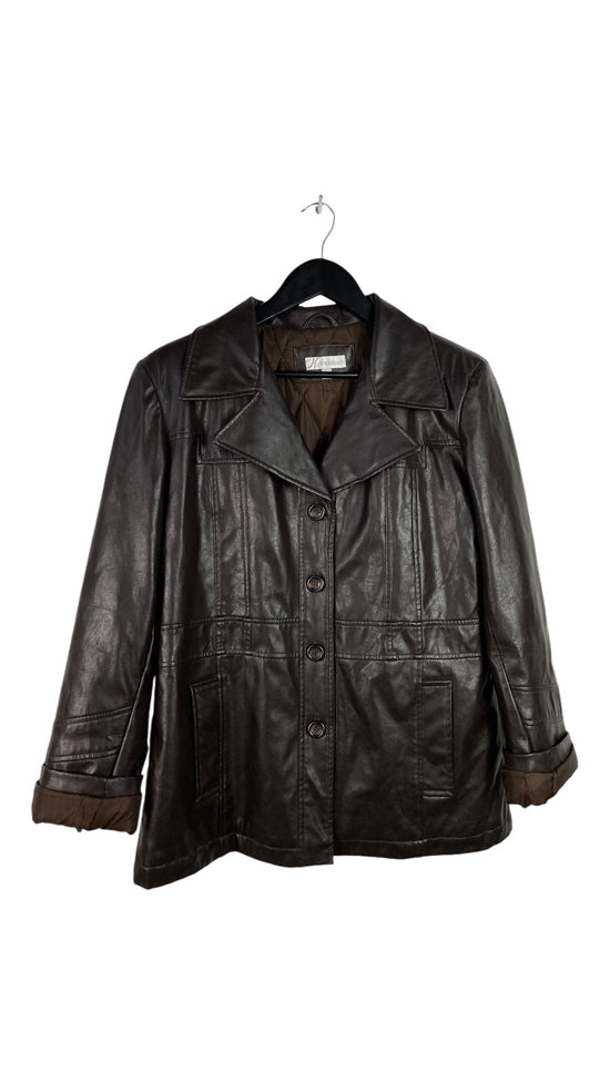 VTG Brown Leather Rider Jacket Sz Wmns L