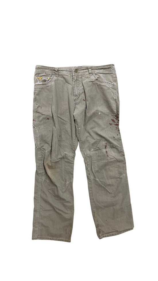 VTG Kuhl Paint Splatter Olive Work Pants Sz 38x32