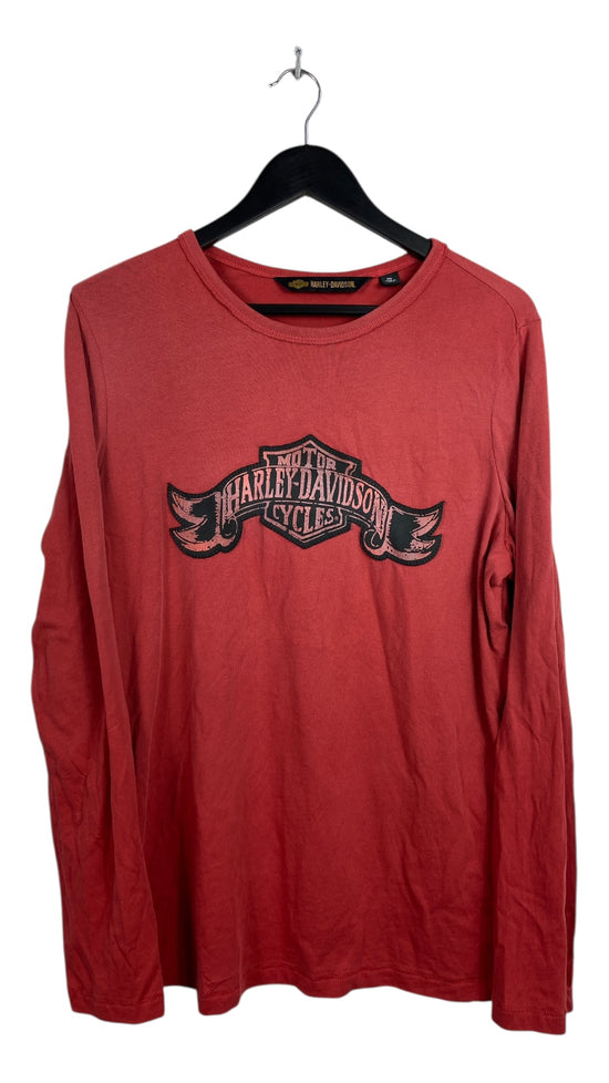 VTG Harley Davidson Red LS Tee Sz XL