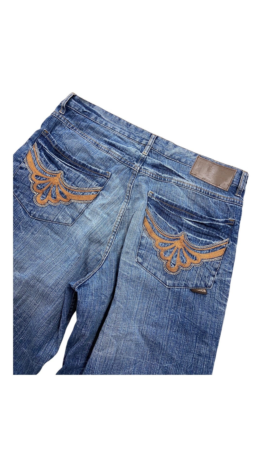 Y2K Mecca Embroidered Jeans Sz 38x32