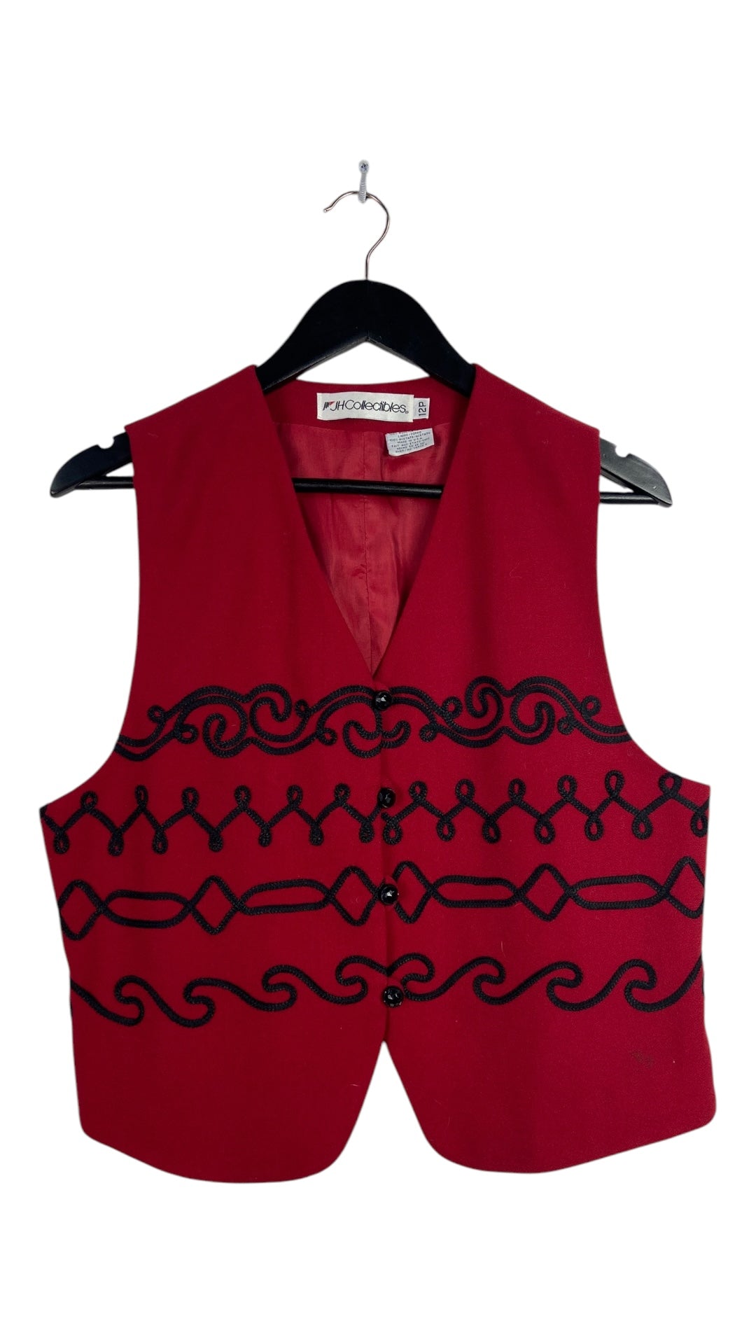 VTG Red Wool Holiday Vest Sz Wmns L