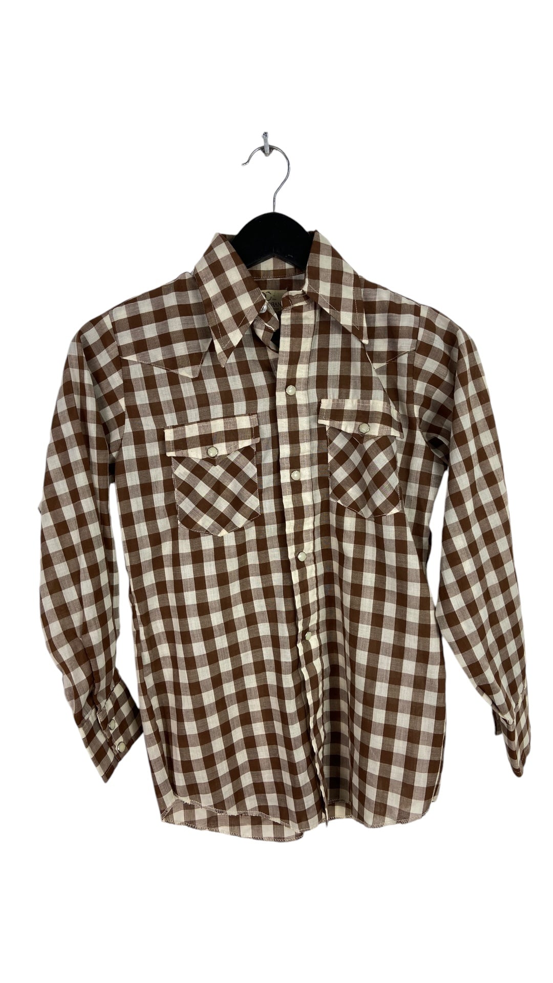 VTG Dee Cee Brand Brown Plaid Western Shirt Sz S