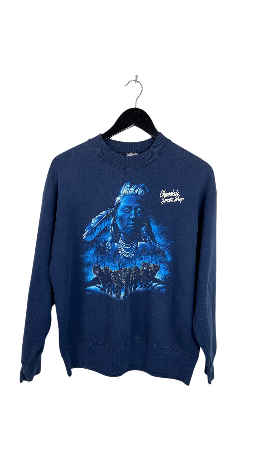 VTG Native American Chewelah Navy Crewneck Sz L