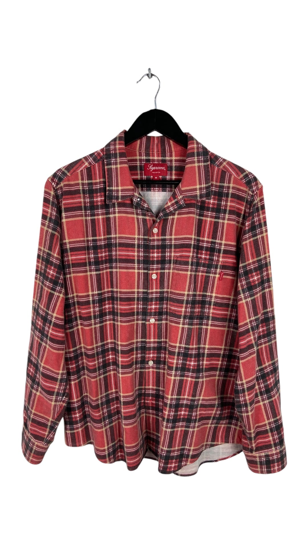 Supreme Red Flannel Button Up Shirt Sz M