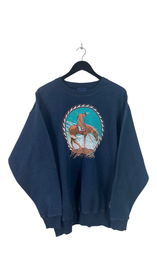 VTG Native American Chief Terrycloth J&M Crewneck Sz L