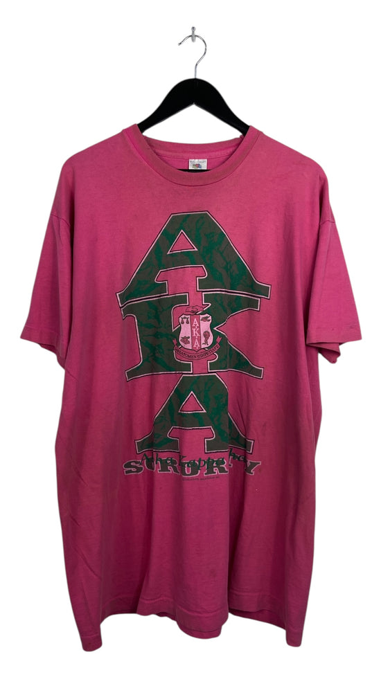 VTG AKA Sorority Pink & Green Tee Sz XL/2XL
