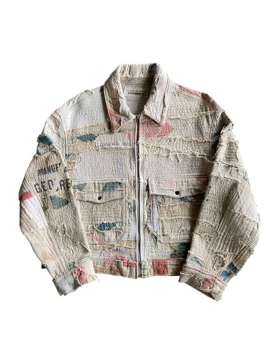 Reworked Cream Crust FeedSack Jacket by david turner Sz M/L