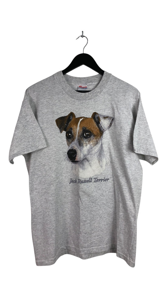 VTG Jack Russell Terrier Dog Portrait Tee Sz L