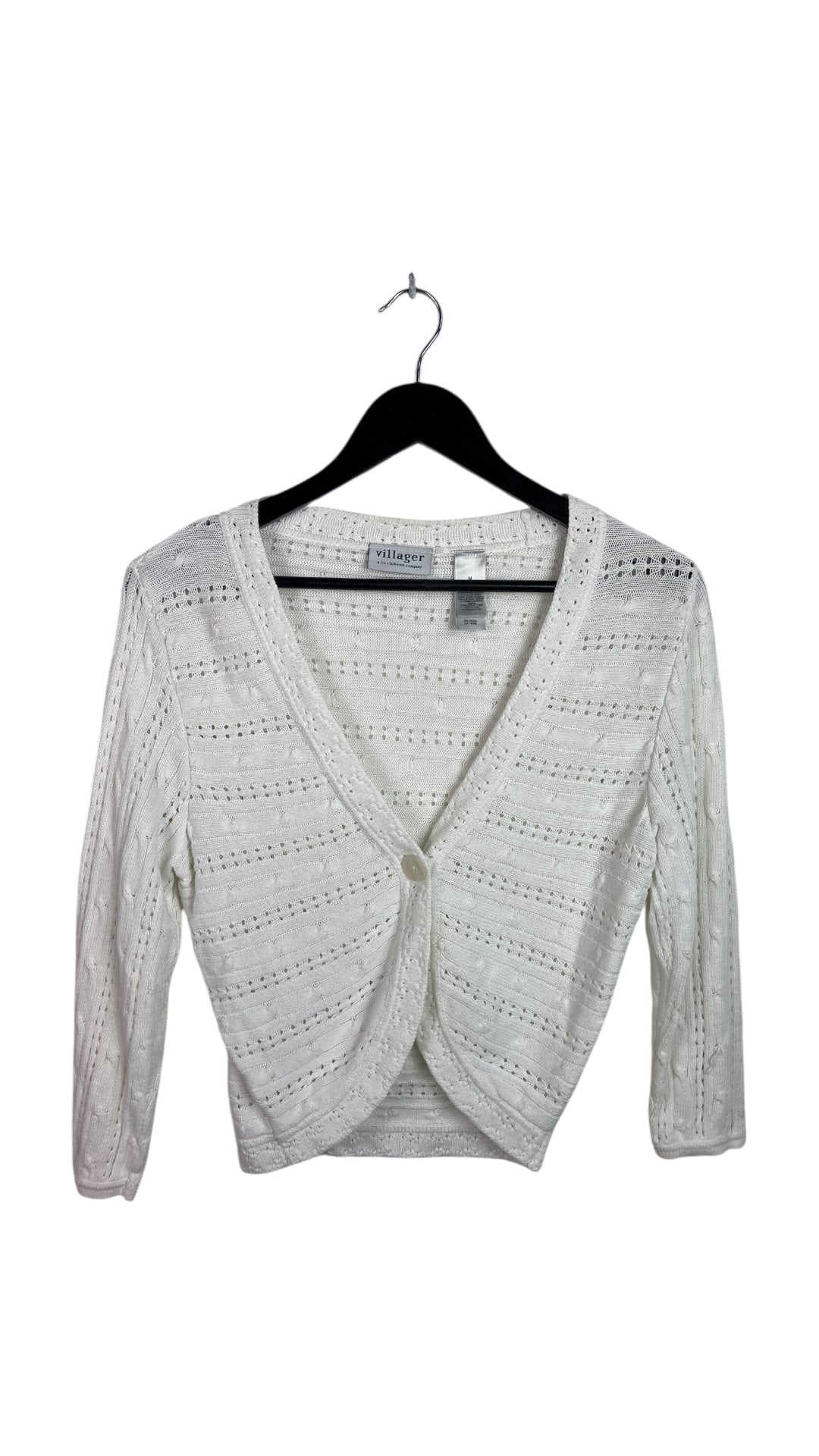 VTG Liz Caliborne White Knitted Cardigan Sz Wmns M
