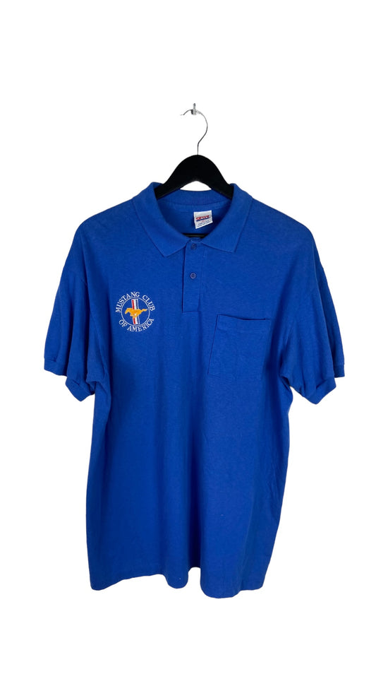 VTG Mustang Club Of America Blue Polo Shirt Sz XL