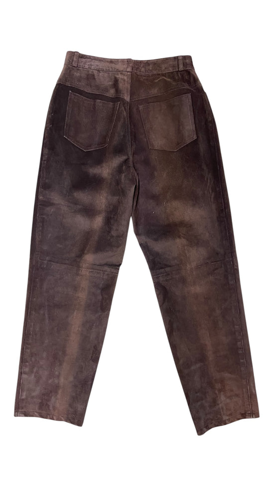 VTG Bushwacker Brown Leather Pants Sz 28x28