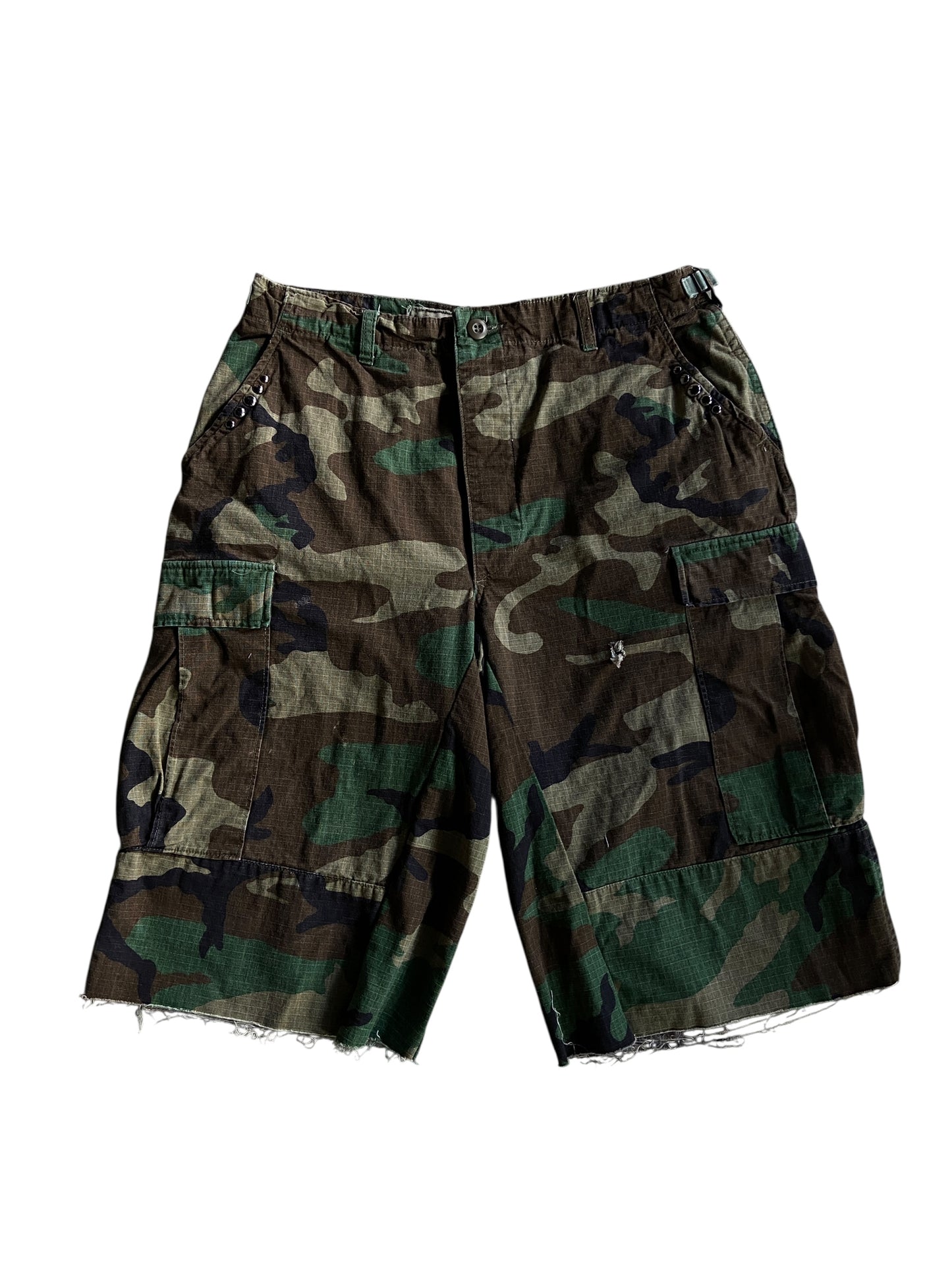 Reworked Studded Dark Camo Shorts by david turner