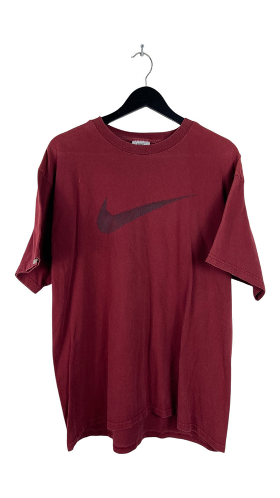 VTG Nike Swoosh Burgundy Logo Tee Sz L/XL