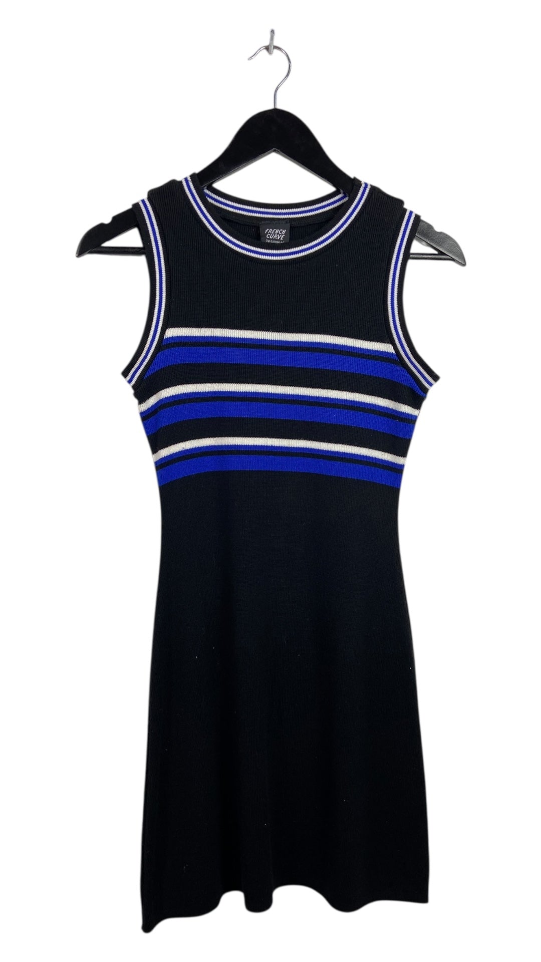 Y2K Black/Blue Striped Short Curve Dress Sz S
