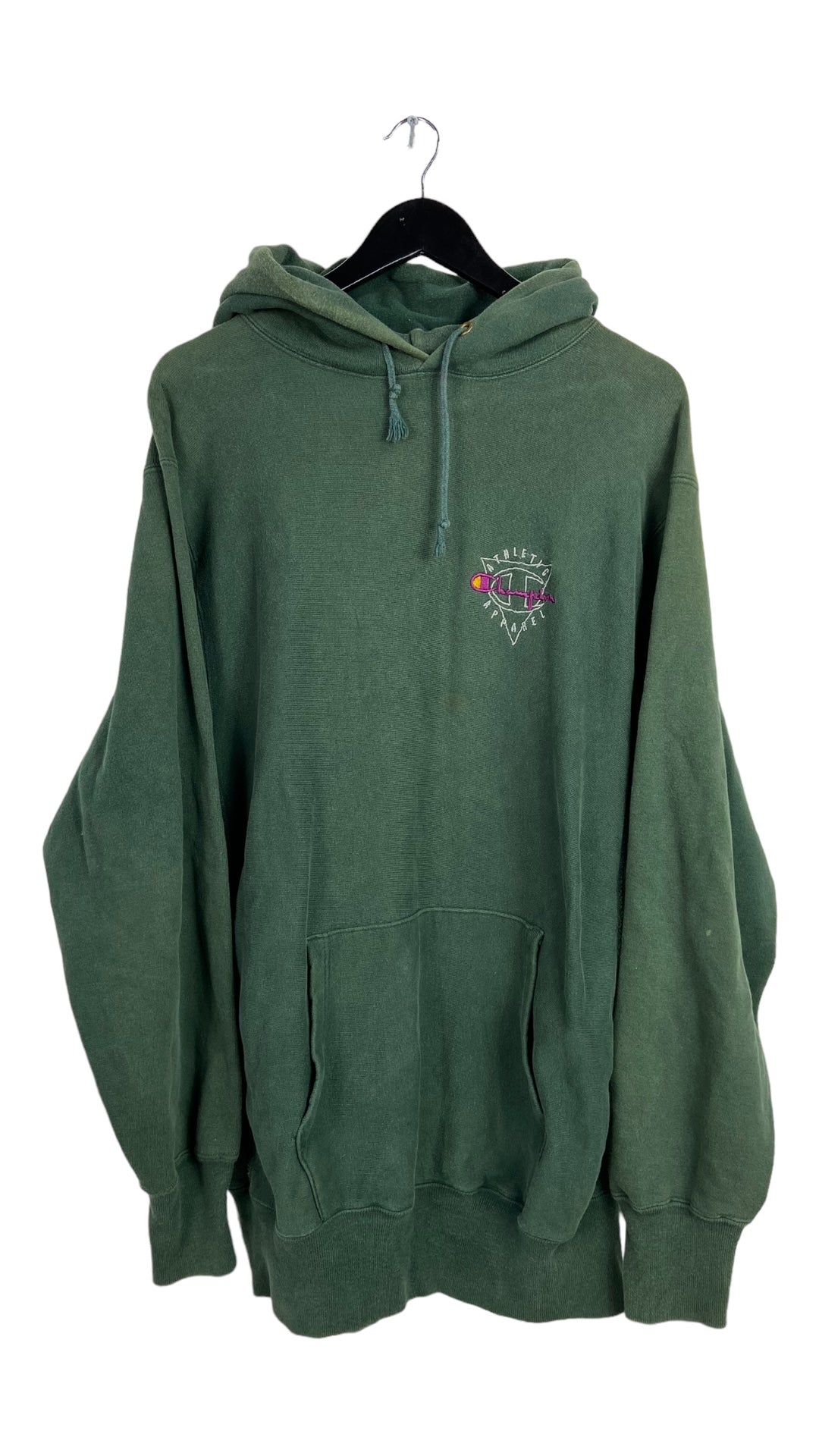 VTG Champion Athletics Made in USA Green Reverse Weave Hoodie Sz 2XL