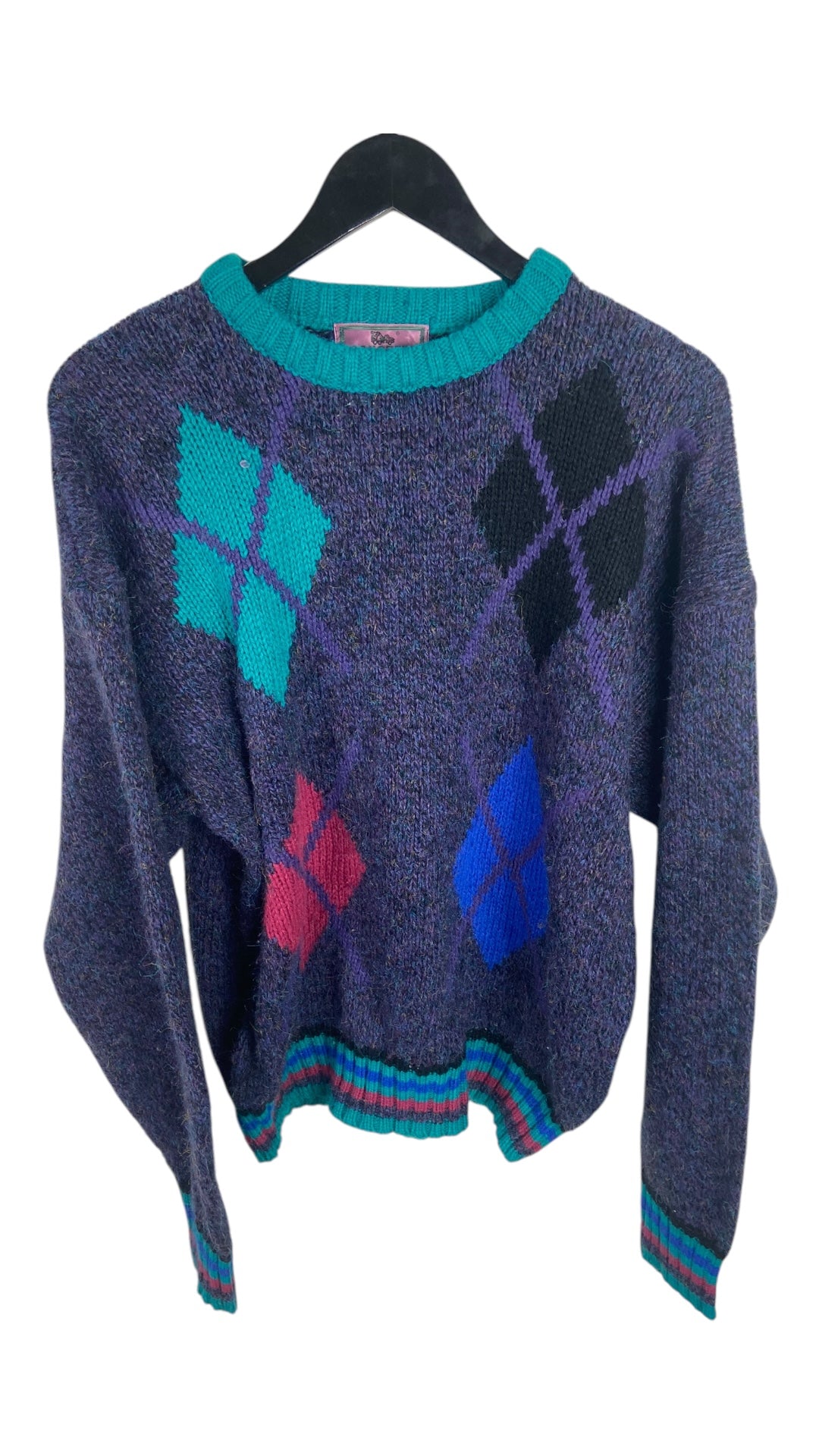 VTG Purple Knit Ringer Sweater Sz L